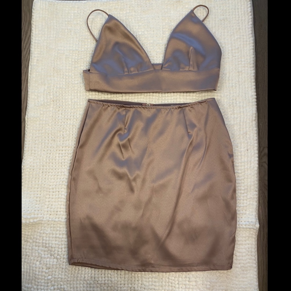 Purple Silky Set - Crop Top & Skirt